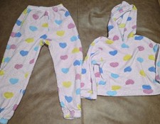 Girls Pink/Multicolor Heart Theme Print Long Sleeve 2-Piece Pajama Set