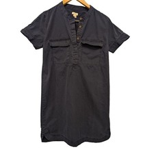 J. Crew Cargo Collarless Short Sleeve Mini Shift Dress Size 2 Navy