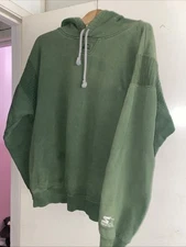 Vtg Starter Center Logo Distressed Faded 90s Hoodie Sweatshirt Essential Faded L