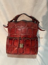 Authentic Dooney Bourke Red Leather Shoulder Bag with Gold Antique Hardware
