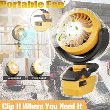 Cordless Fan For Dewalt 20V Li-ion Battery DCB205-2 Portable Jobsite Camping Fan