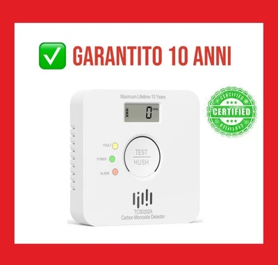 ✅ Rilevatore Monossido di Carbonio LIORQUE 10 Anni Allarme Certificato EN50291