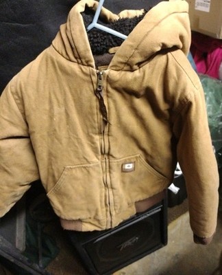 Canada Work Gear Jacket Youth Small 8 Brown Duck Canvas Fleece Lined