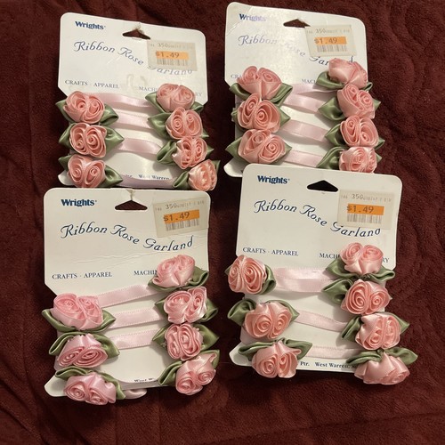 Wright Ribbon VTG 4 Pkg Wrights Ribbon Roses For Sewing/Crafts, NOC New Old Stock ...