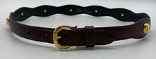 Vintage PALOMA PICASSO brown leather wavy belt with gold beads M/75