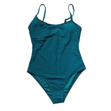 Women's One Piece Swimsuit Square Neck Tummy Control High Cut Teal Medium NWOT