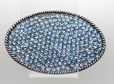 Handmade Fashion party modern style oval shape Belt Buckle with blue Rhinestone