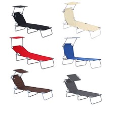 Outsunny Sonnenliege klappbar Gartenliege mit Dach, Liegestuhl wetterfest