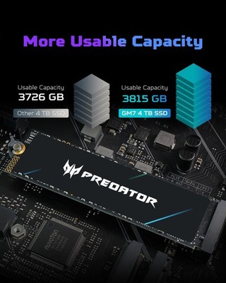 acer Predator GM7 1TB SSD: M.2 2280 PCIe Gen 4 x4 NVMe 2.0, Read