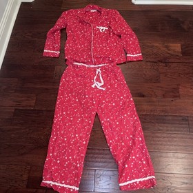 Victoria&rsquo;s Secret two-piece pajama set flannel red with white star Print Small