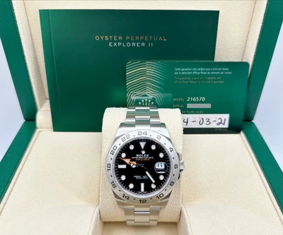 2021 Rolex Explorer II 216570 42mm Black Dial Stainless Steel Box Papers - Image 1 of 4