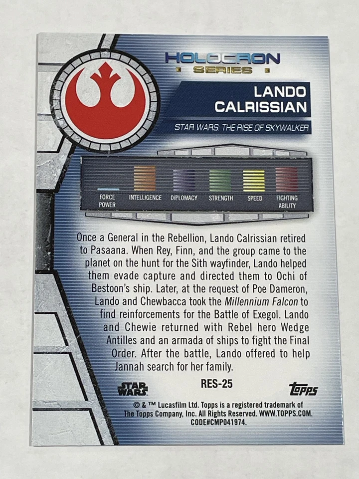 2020 Topps Star Wars Holocron Series #Res-25 - Lando Calrissian - Image 2 of 2