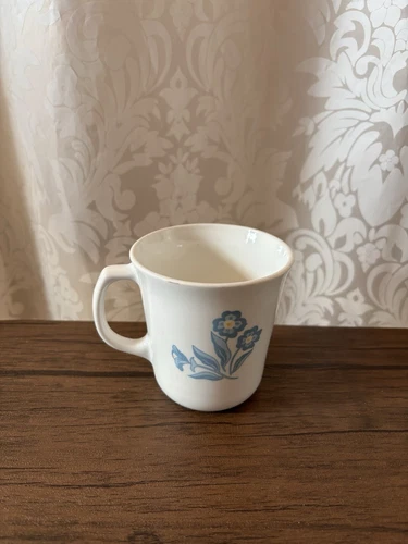 Vintage Corning USA Blue Floral Ceramic Coffee Tea Cup/Mug 3 1/2” ~ E5