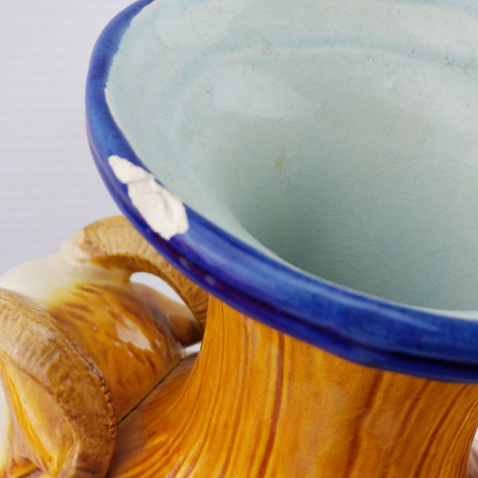 Majolica Vase Rams Head Handle TLC eBay