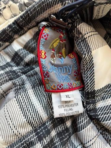 Johnny Was XL Ivory Dreamer Reversible Puffer Jacket Floral Plaid Coat $425 - Picture 9 of 9