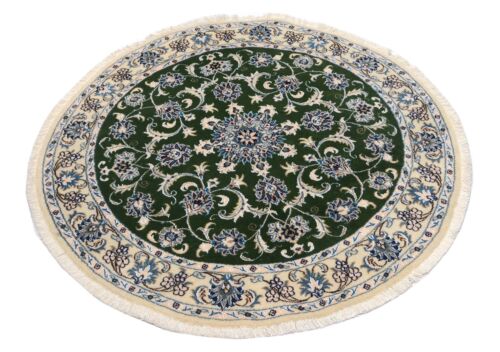Oriental Carpet Nain Round 150 X 150 Cm Clearance Hand-Knotted Green New