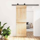 <!--F#f_0-->Solid Wood Pine Sliding Barn Door w/ Black Hardware Set - Powder-Coated Steel<!--F/-->