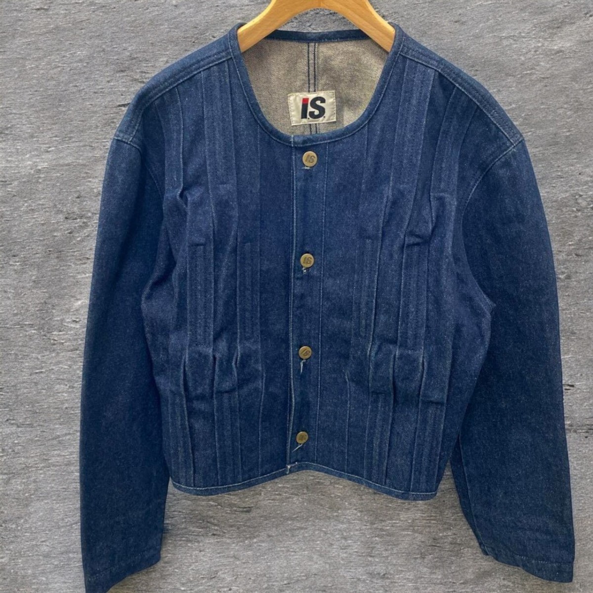 最終価格I.S./ISSEY MIYAKE  80's denim jacket I.S. ISSEY MIYAKE 80 Wave Pleated Denim Jacket Men's #DL 23B