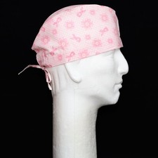 Breast Cancer Awareness Pink Ribbon  Flower on light Pink Theme Scrub Hat