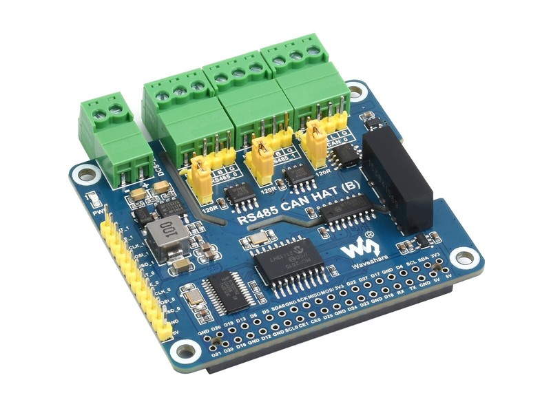 Waveshare Isolated RS485 CAN HAT (B) For Raspberry Pi 2-Ch RS485, 1-Ch CAN