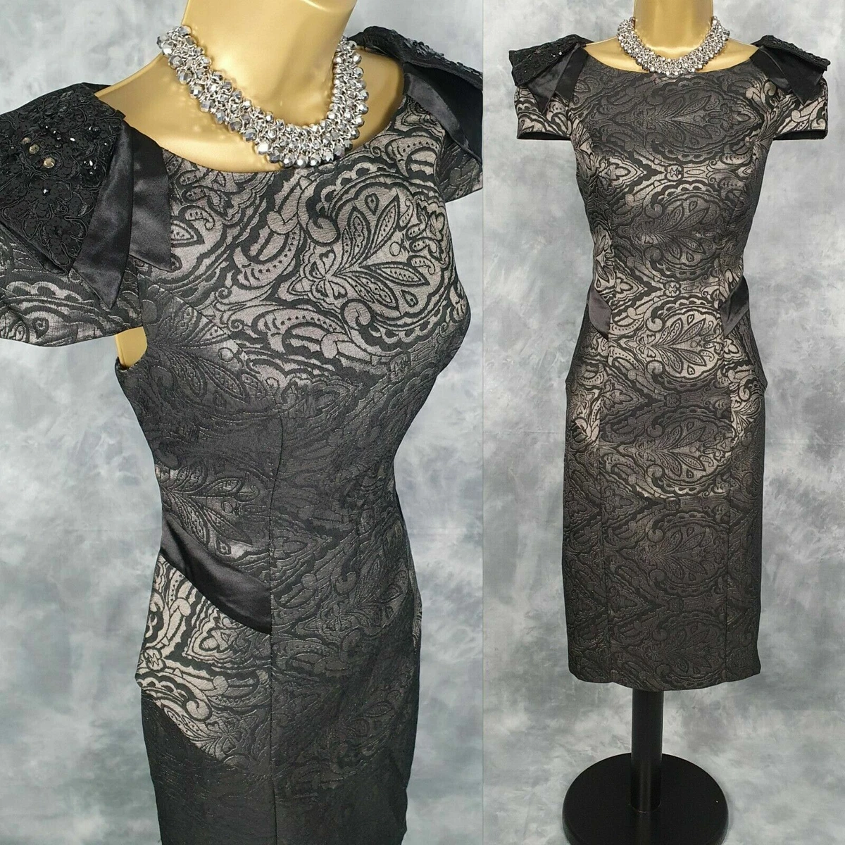 New PER UNA M S Dress Size 10 UK Jacquard Mother Of The Bride Evening Occasion