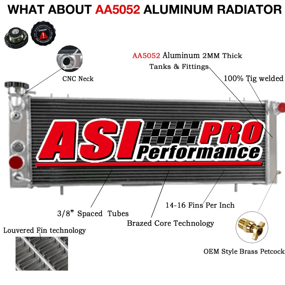 4 ROW Aluminium Radiator Fits 1991-2001 1992 1993 1994 Jeep Cherokee XJ 4.0L AT - Изображение 2 из 4