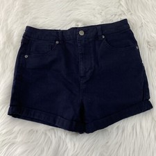 Forever 21 womens cuffed high rise shorts stretch size 28 deep navy