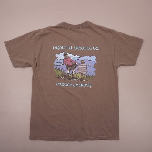 Highland Brewing Co Asheville Expose Yourself T Shirt Mens Large Brown Short Slv - Picture 4 of 7