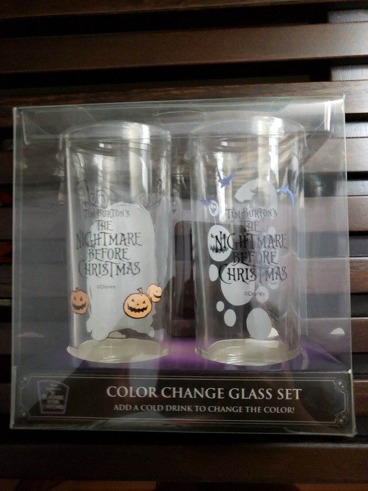 New Disney The Nightmare Before Christmas Color Changing Glass Cup Set ...