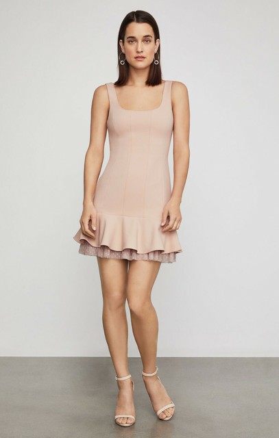bcbg scoop neck fluted dress