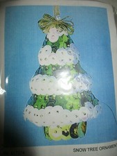 Herrschners Sequin Beaded Christmas Snow Tree Ornament Kit Makes 8