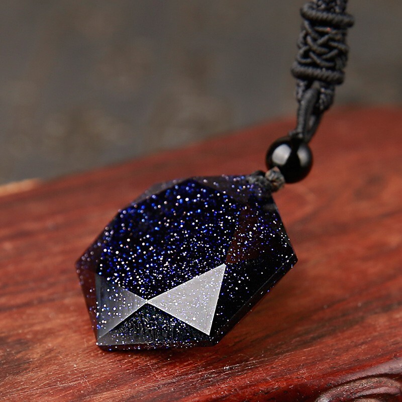 Blue Goldstone Hexagram Talisman Pendant Healing Reiki Women Men Necklace  Gifts