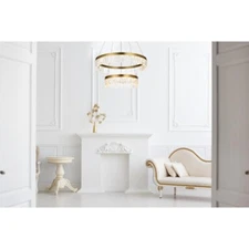 Chandelier Modern Foyer Living Dining Room Satin Gold Ceiling Light Fixture 22"