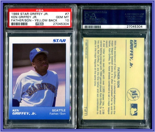 PSA 10 1989 Star Father/Son Yellow Back #7 Ken Griffey Jr. RC POP26 Mariners