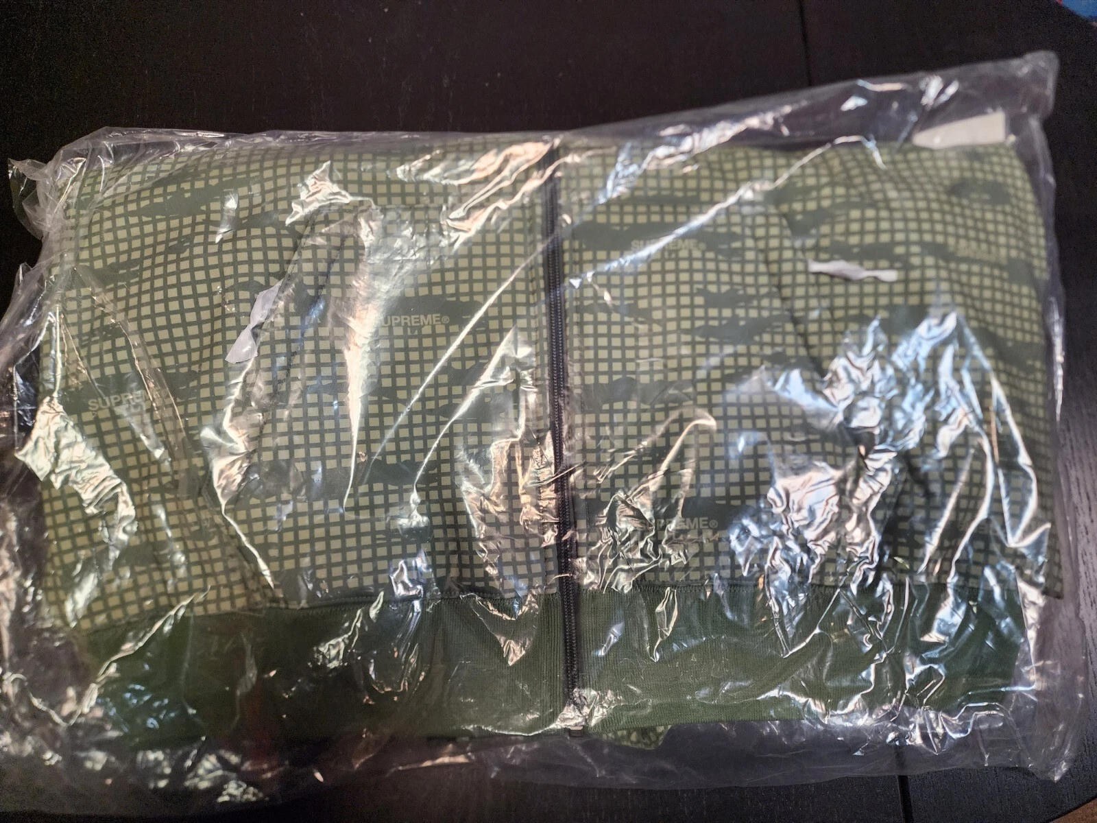 Nuova felpa con cappuccio Supreme WINDSTOPPER con cerniera taglia GRANDE FW21 GRIGLIA OLIVA CON GORETEX