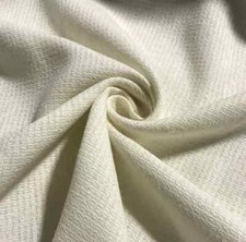 NATURAL WHITE Raw Silk Squares Waffle Weave Check NOIL Fabric