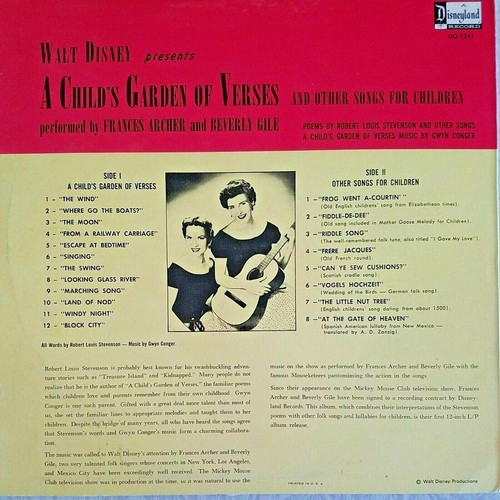 Disney A Child's Garden of Verses DQ 1241 Disneyland LP Record Album Vinyl - Picture 2 of 8