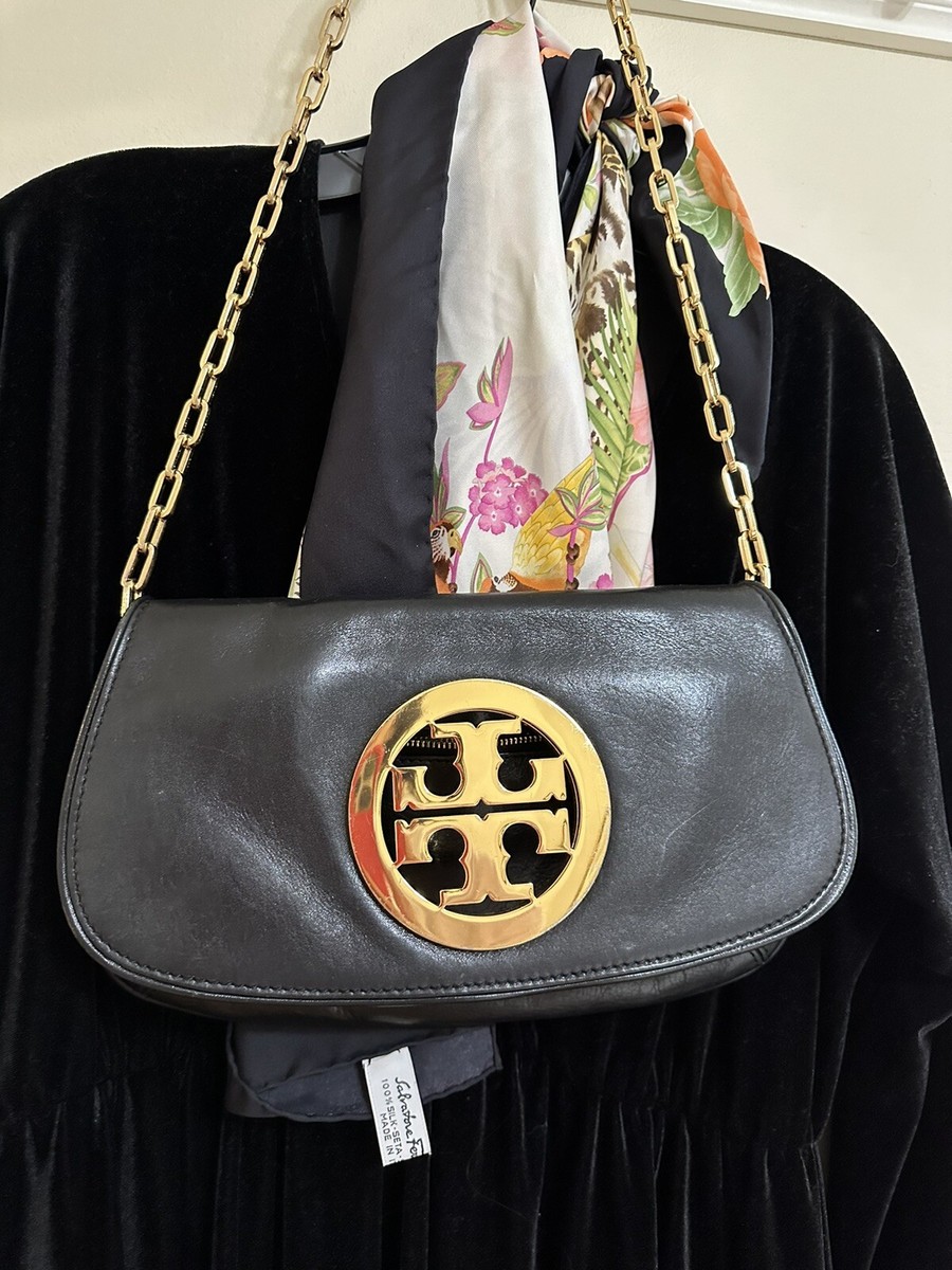 Tory burch Gold Metal logo Black leather Crossbag or handbag Tory burch Gold Metal logo Black leather Crossbag or handbag