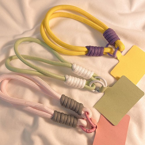 Phone Lanyard Solid Color Short Wrist Band Pendant Hanging Strap Rope W/Spacer - 第 1/18 張圖片