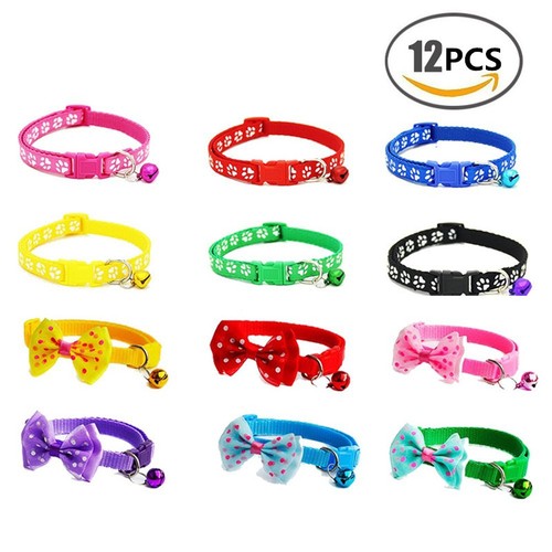 12 PCS Lot Wholesale Dog Collar Pet Puppy Cat Nylon Necklace W/ Bell XSmall Size eBay