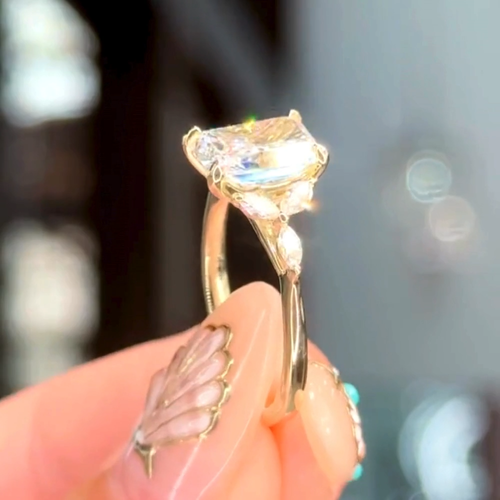 Diamond 14K Yellow Gold Radiant Cut Ring Lab Grown IGI 2.30 Carat Engagement - Video 1 of 1