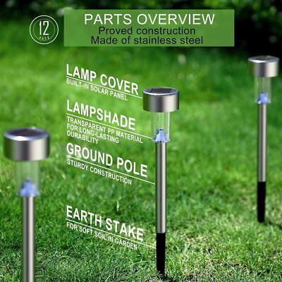 12 Packs Solar Pathway Lights – Multicolor LED Garden Stake Lights – Waterproof & Modern!