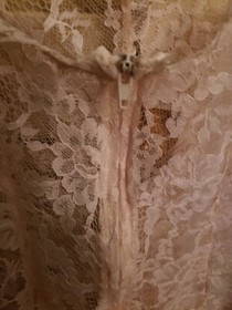 VTG Victoria's Secret Cream Sheer Lace Teddy Lingerie Sz S Gold Label FLAWS