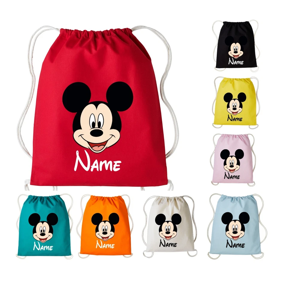 Personalised Your Name Mickey Mouse Drawstring Bag Back To School Rucksack Bag