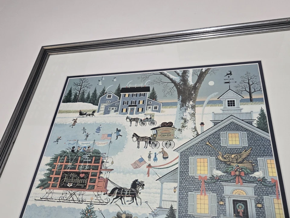 Charles Wysocki Cape Cod 圣诞节 1982 年圣诞节带框石版画 L.E. 签名版 — 第 4/4 张图片