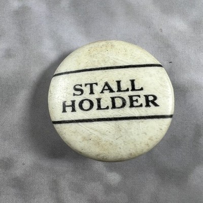 Stall Holder 70's Vintage Button Safety Pin Back 1'' Round