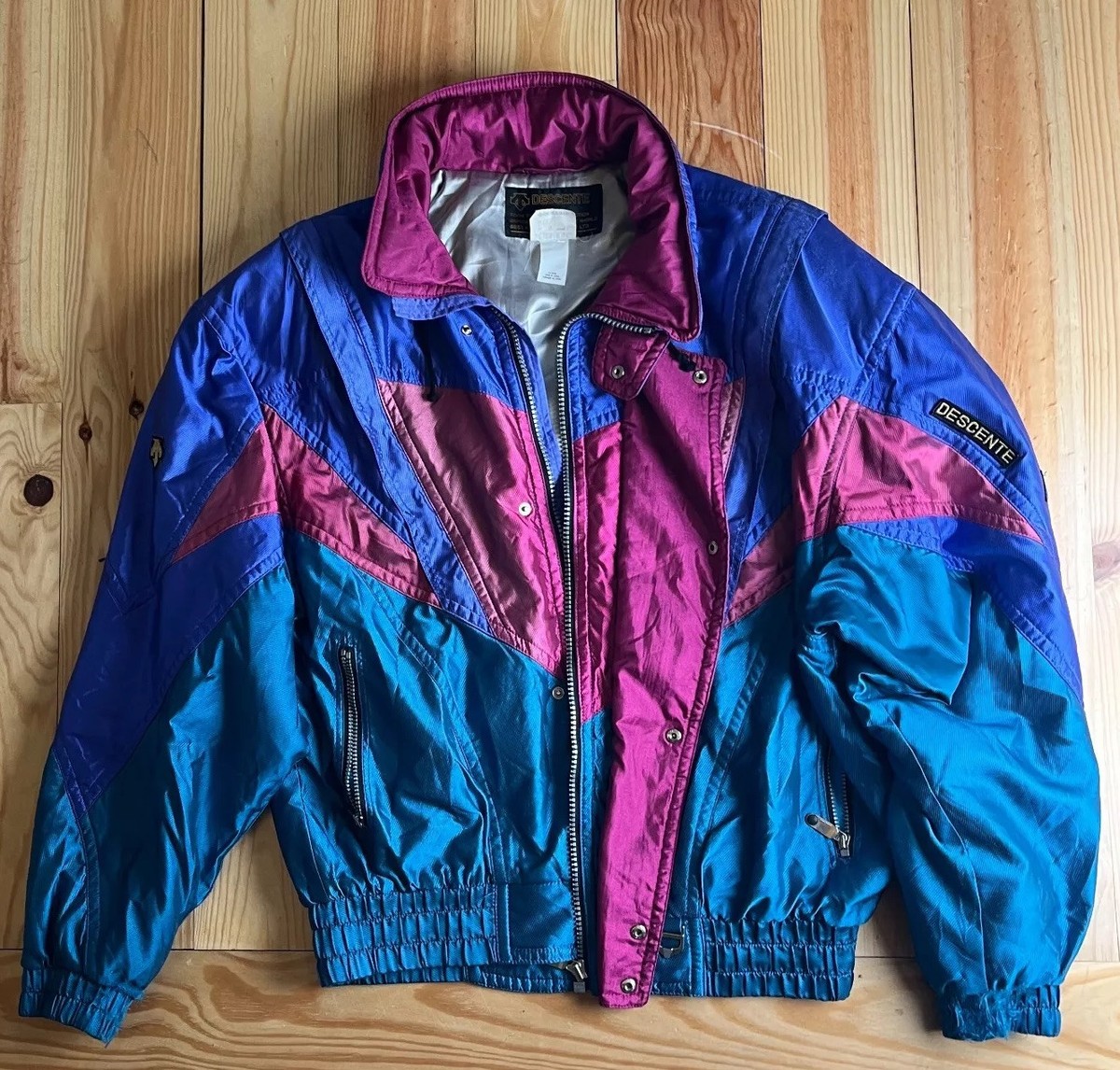 RARE Vintage 80s Descente Ski Jacket Blue Purple Bomber | Retro