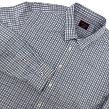 UNTUCKit Durif WF Men's XL Blue Plaid Wrinkle Free 100 Cotton Dress Shirt Prep