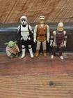 Vintage 1980s Kenner Action Figure Lot Yoda With Accessories Biker Scout Dengar
