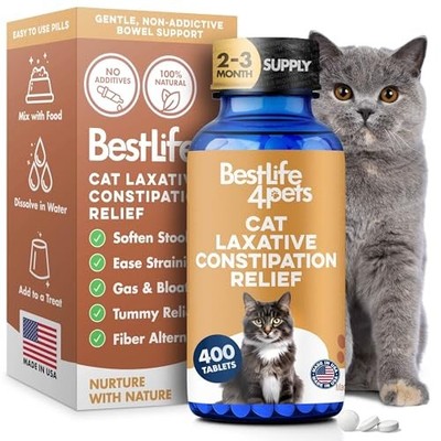 BestLife4Pets Natural Cat Laxative, Constipation Relief Odorless Pills